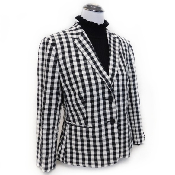 Contemporary Banana Republic Black & White Linen Blazer - Picture 3 of 5
